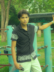 Pharaoh’s Noir – Black Old-Money Shirt with White Egyptian Textures