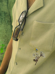 Imperial Ivory – Cream Textured Old-Money Shirt with Embroidery