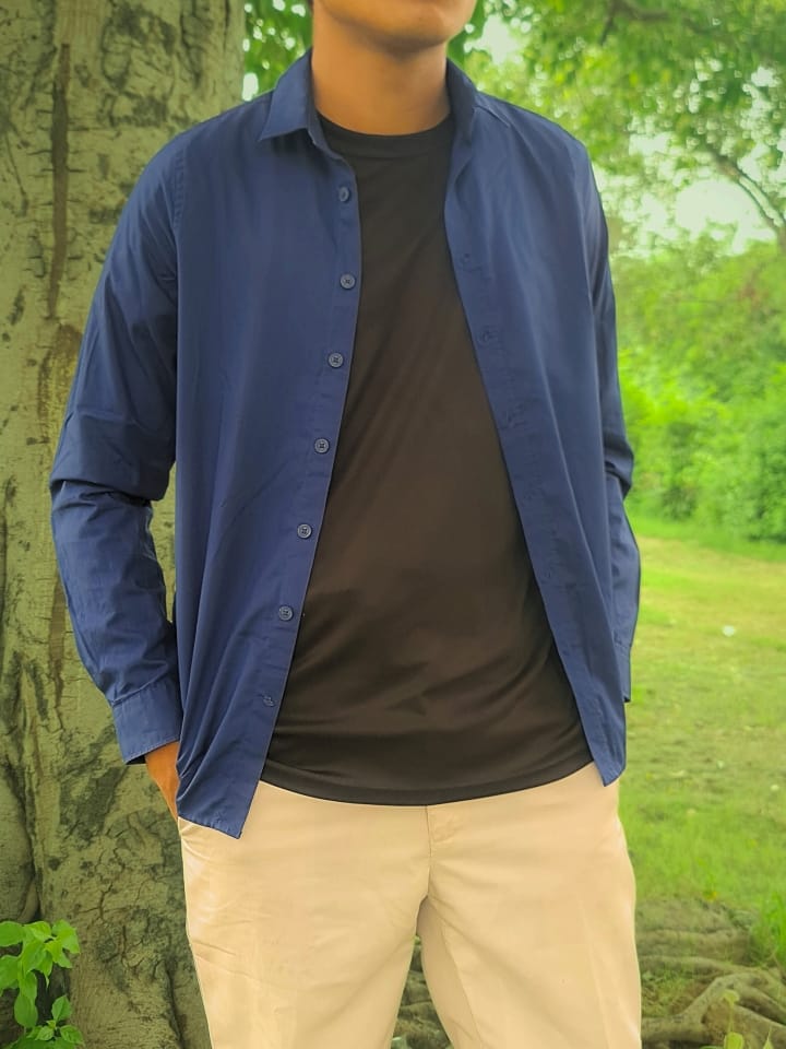 Azure Classic – Plain Blue Old-Money Shirt