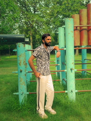 Ivory Crest – Textured White Baggy-Fit Trouser