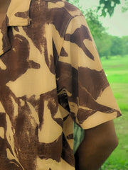 Heritage Ember – Brown Old-Money Shirt with Off-White Accents